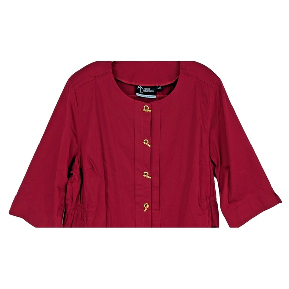 CATHERINES Added Diminsions Top SIZE 1X Burgundy Gold Tone Toggle Closure Retro - Picture 6 of 12